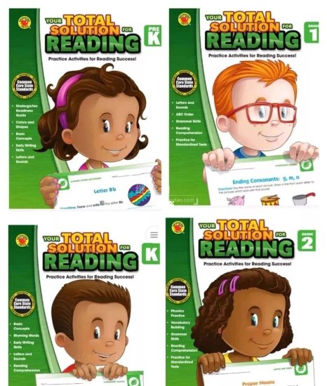 阅读理解练习册带答案《Your Total Solution for Reading prek-G2》全彩PDF，百度网盘下载-爱鸡娃